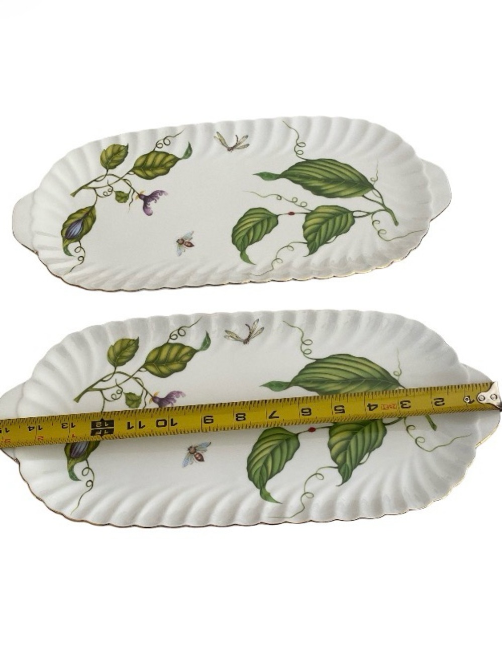 Set Of 2 Godinger & Co. Jardin. Large Sandwich Trays / oval serving platters - Picture 11 of 12
